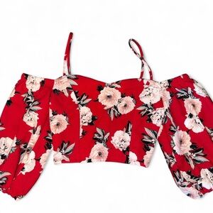 Charlotte Russe Red Floral Crop Top